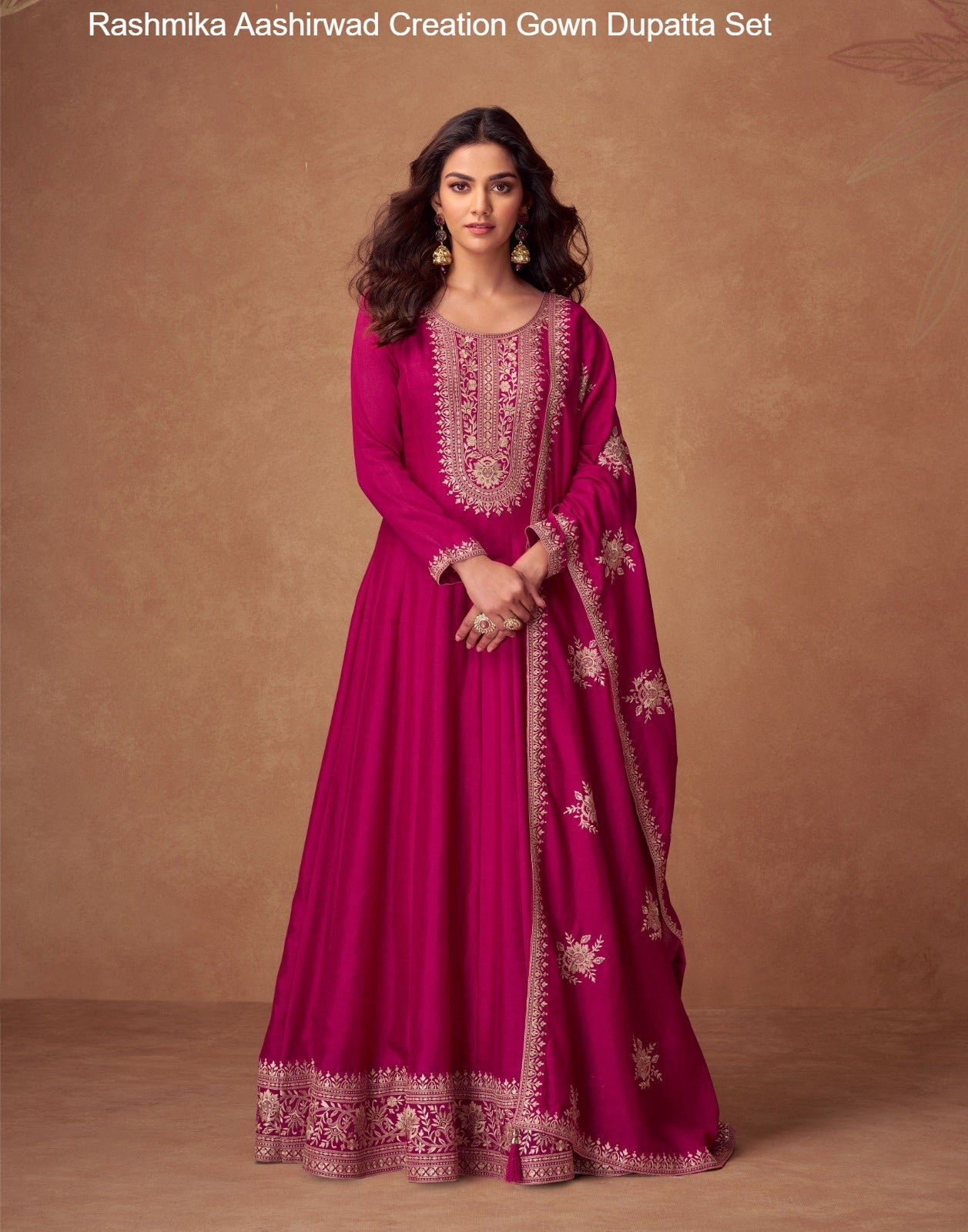 Rashmika Aashirwad Creation Silk Gown Dupatta Set Supplier India