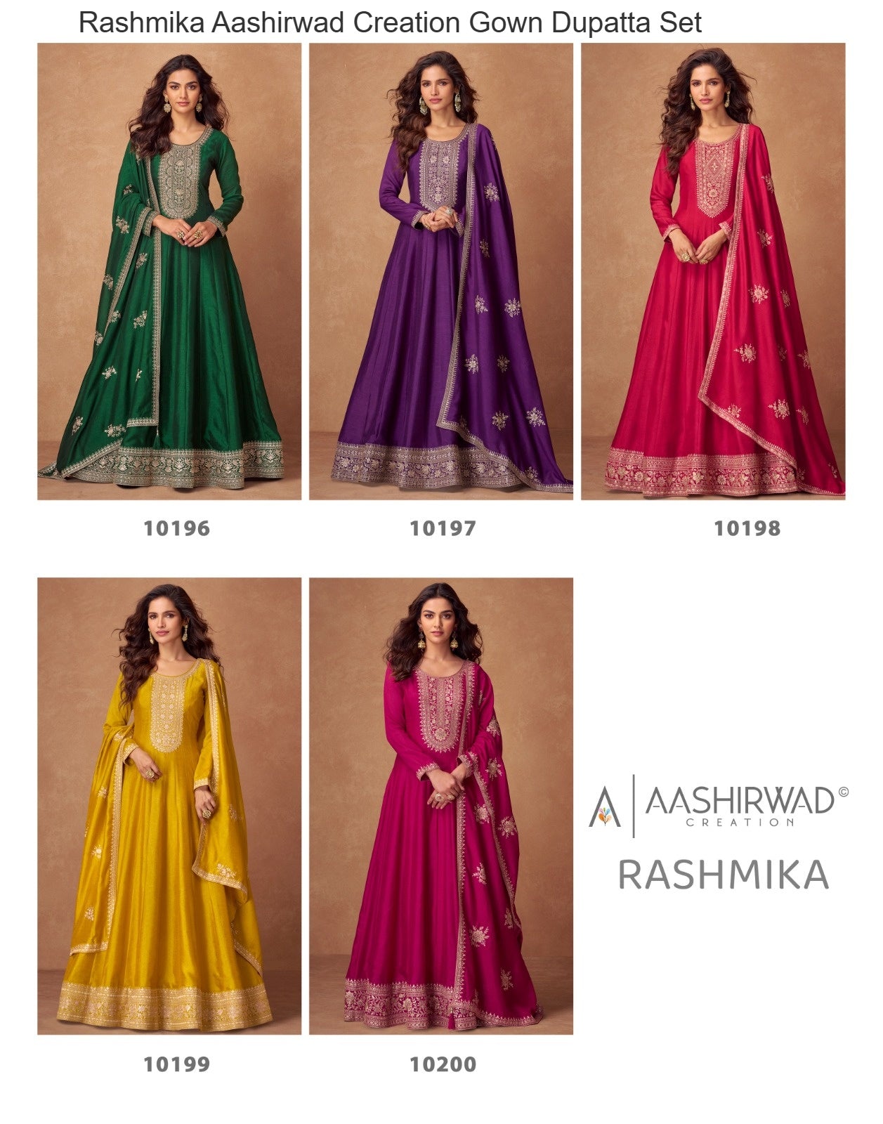 Rashmika Aashirwad Creation Silk Gown Dupatta Set Supplier India
