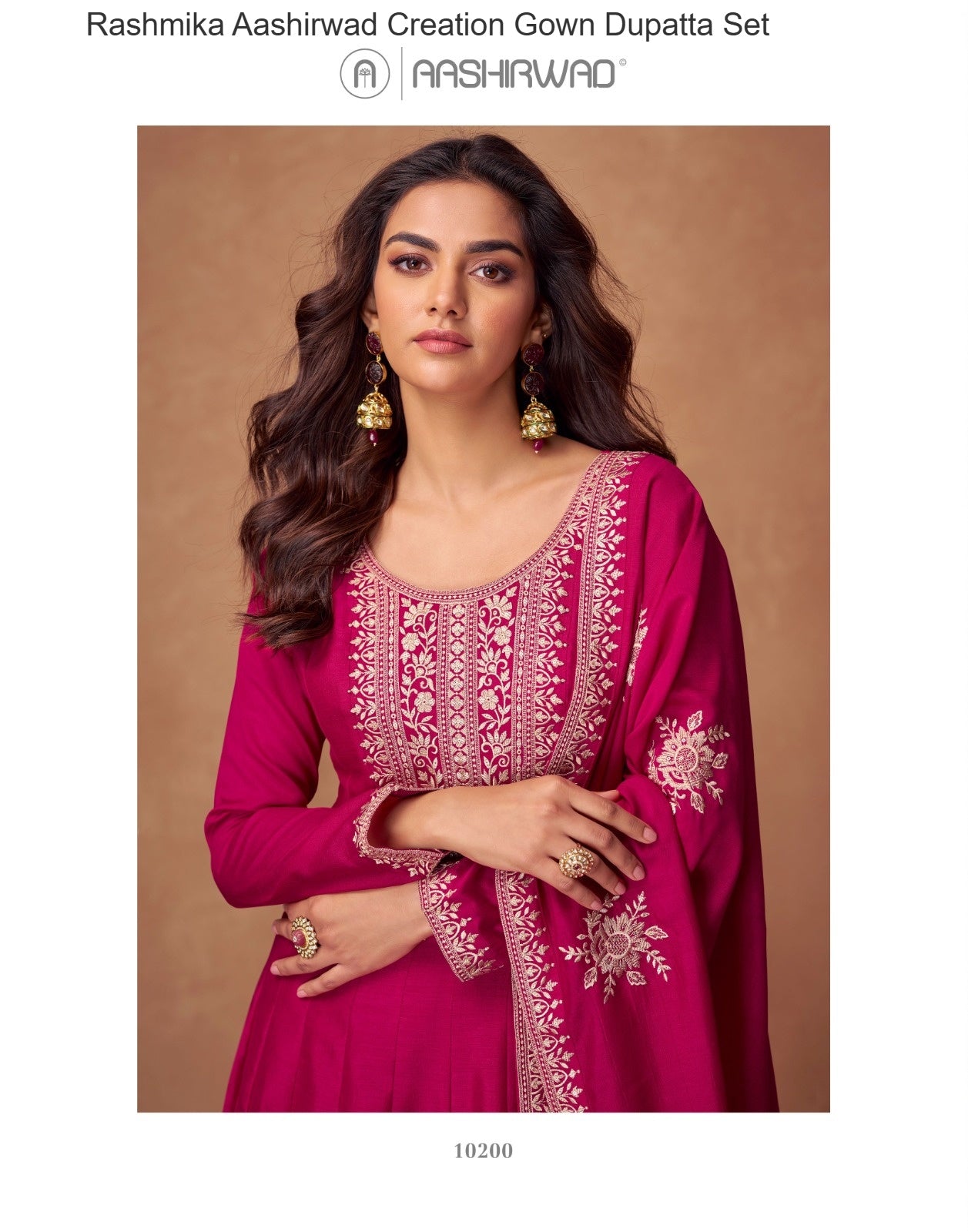 Rashmika Aashirwad Creation Silk Gown Dupatta Set Supplier India