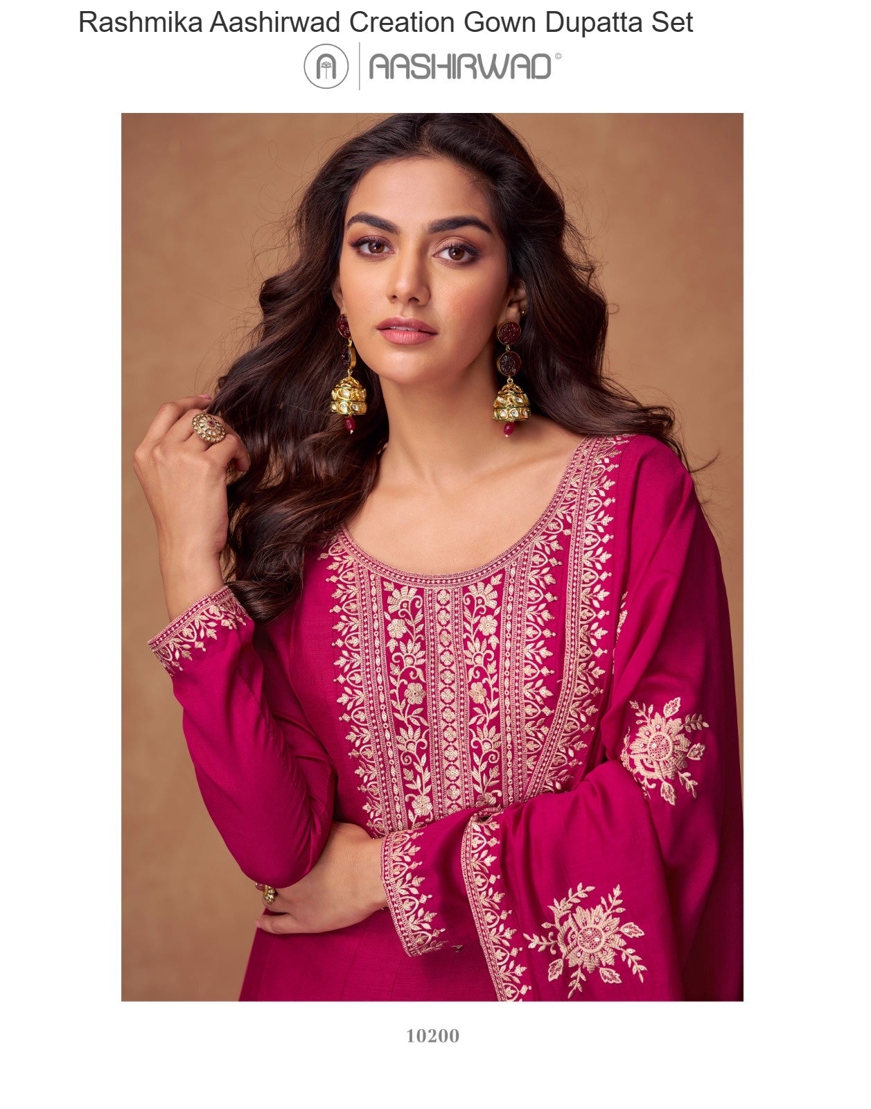 Rashmika Aashirwad Creation Silk Gown Dupatta Set Supplier India
