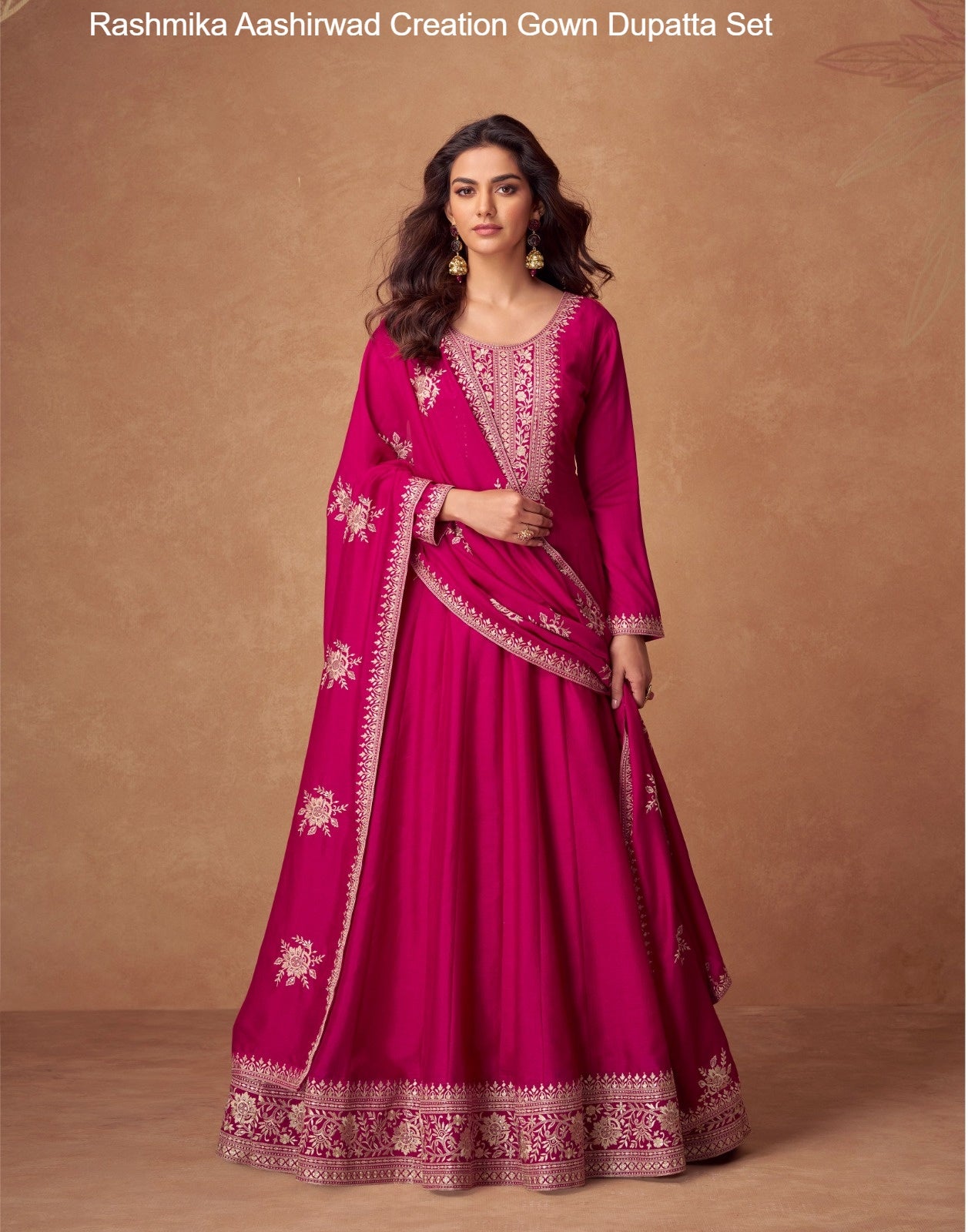 Rashmika Aashirwad Creation Silk Gown Dupatta Set Supplier India