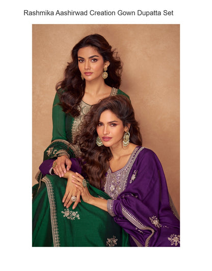 Rashmika Aashirwad Creation Silk Gown Dupatta Set Supplier India