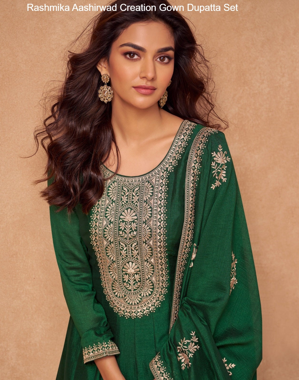 Rashmika Aashirwad Creation Silk Gown Dupatta Set Supplier India