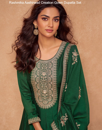 Rashmika Aashirwad Creation Silk Gown Dupatta Set Supplier India