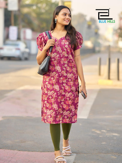 Rashmika Bluehills Simmer Straight Cut Kurtis Supplier India