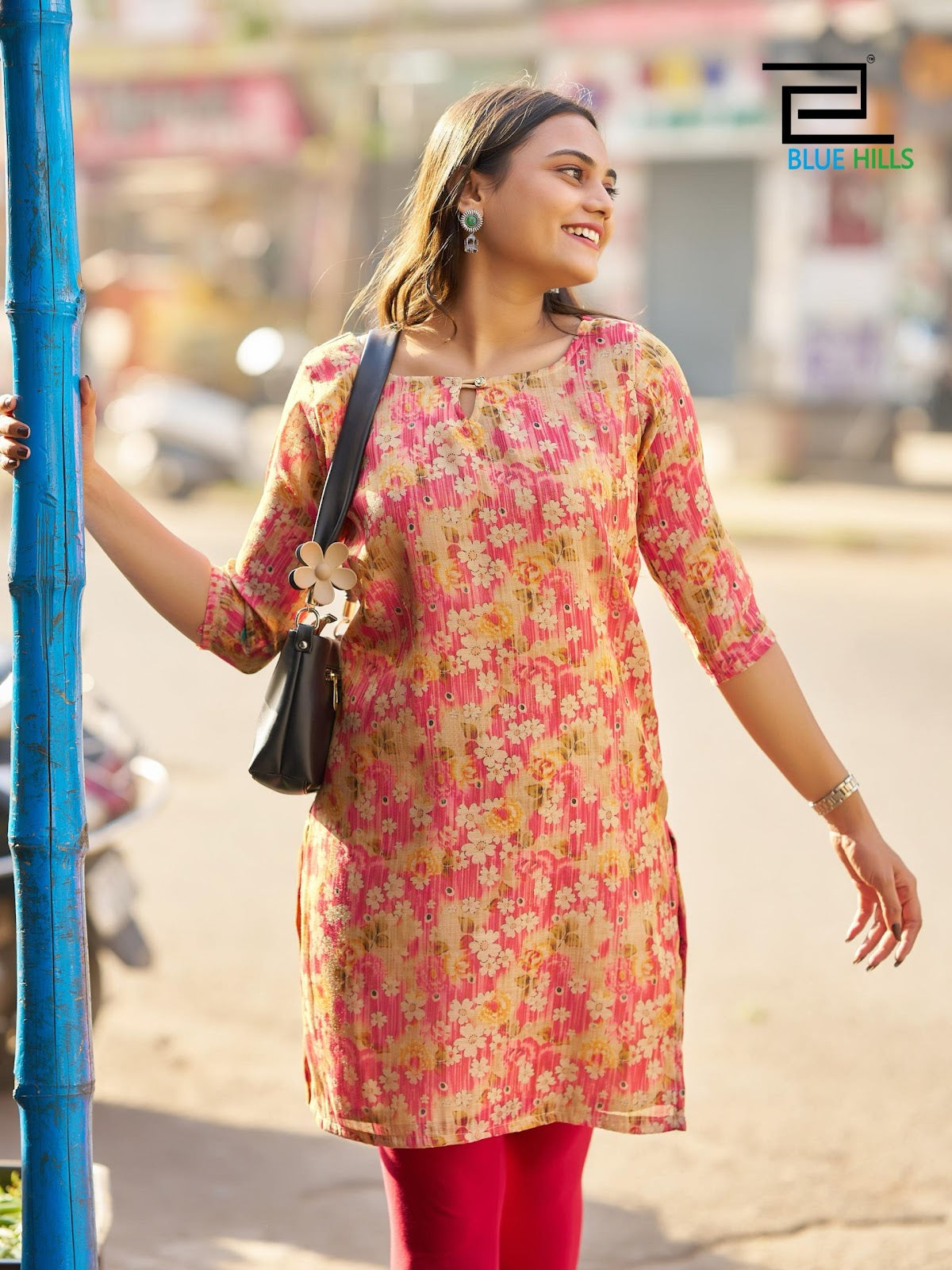 Rashmika Bluehills Simmer Straight Cut Kurtis Supplier India