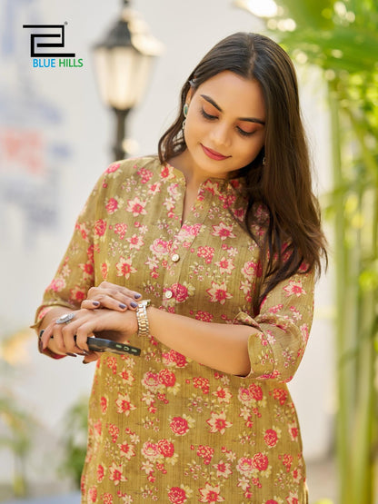 Rashmika Bluehills Simmer Straight Cut Kurtis Supplier India