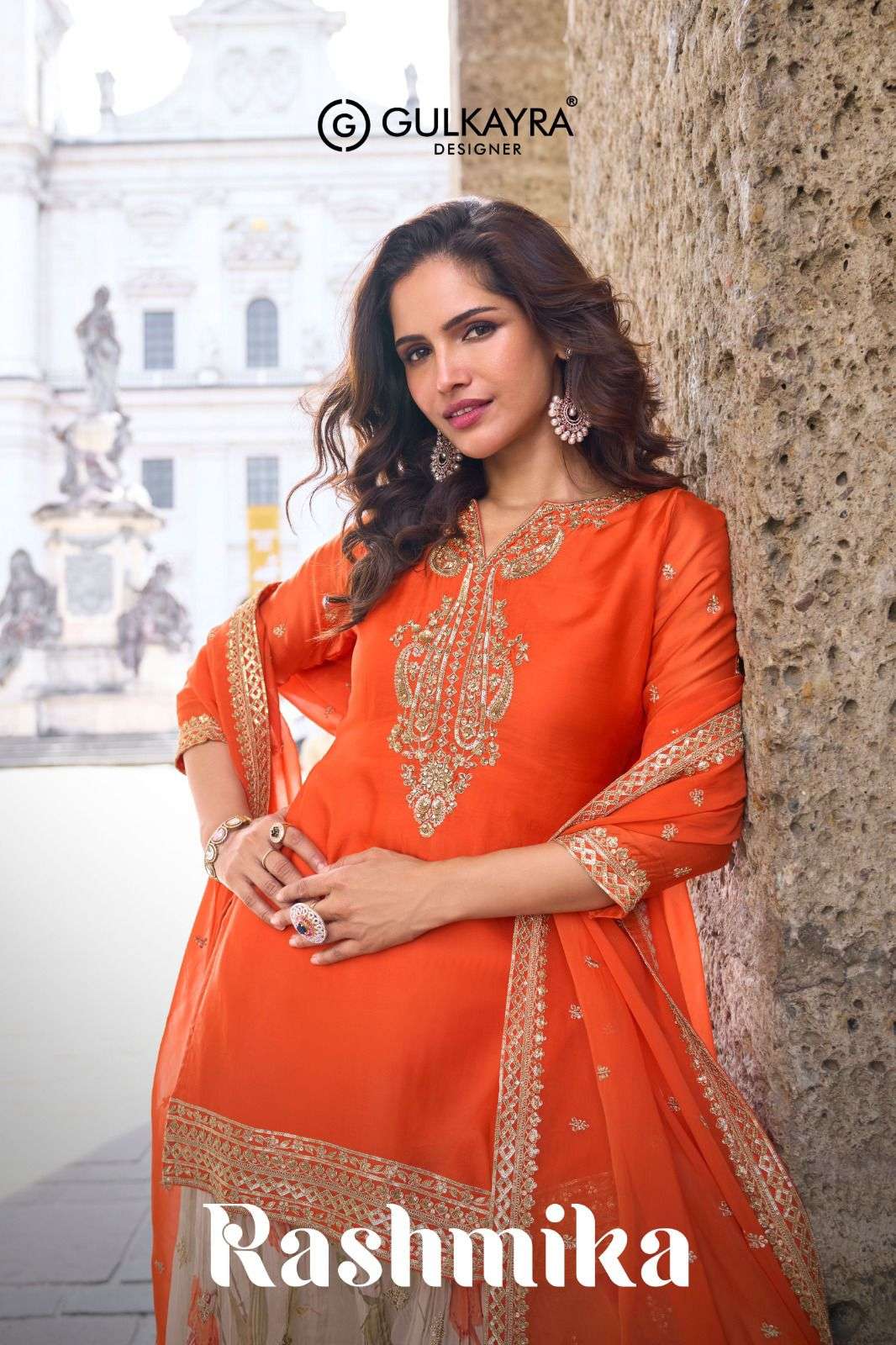 Rashmika Gulkayra Designer Chinon Readymade Sharara Suits Supplier Gujarat