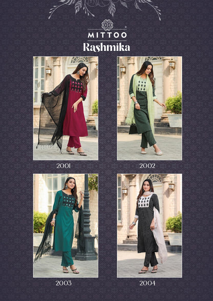 Rashmika Mittoo Rayon Readymade Pant Style Suits Supplier Ahmedabad