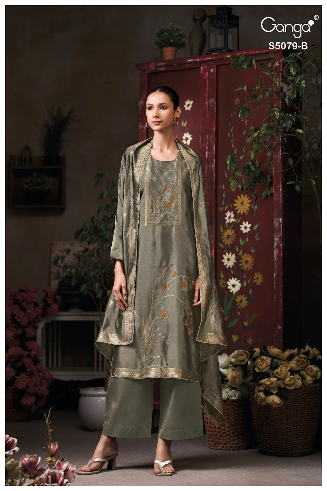 Rashmika S5079 Ganga Woven Silk Plazzo Style Suits Supplier