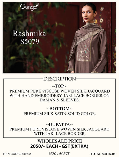 Rashmika S5079 Ganga Woven Silk Plazzo Style Suits Supplier