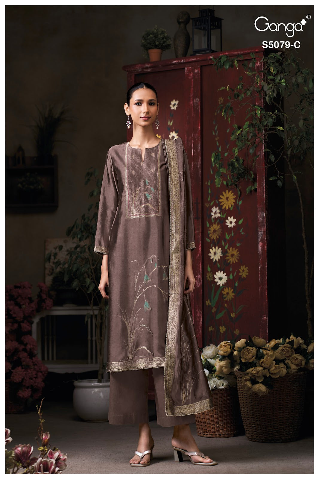 Rashmika S5079 Ganga Woven Silk Plazzo Style Suits Supplier