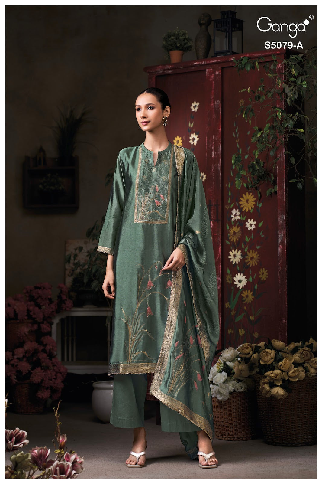 Rashmika S5079 Ganga Woven Silk Plazzo Style Suits Supplier