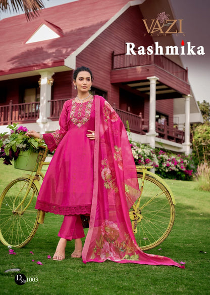 Rashmika Vazi Fashion Tissue Simmer Readymade Anarkali Suits Supplier