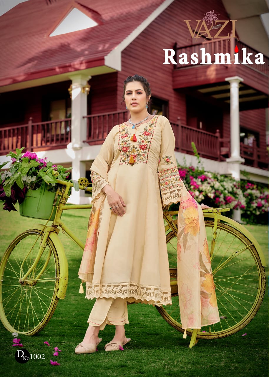 Rashmika Vazi Fashion Tissue Simmer Readymade Anarkali Suits Supplier