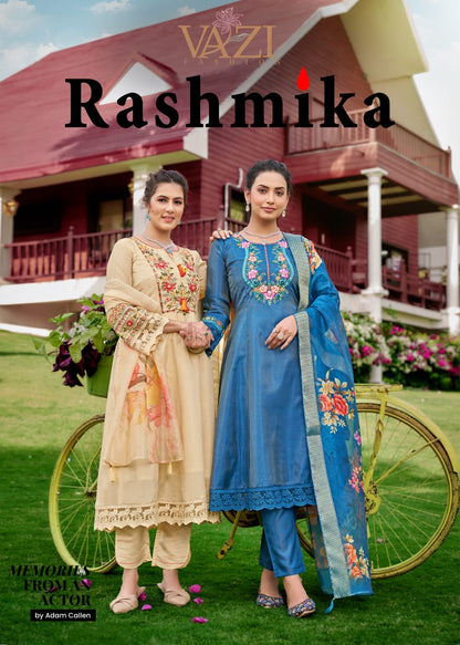 Rashmika Vazi Fashion Tissue Simmer Readymade Anarkali Suits Supplier
