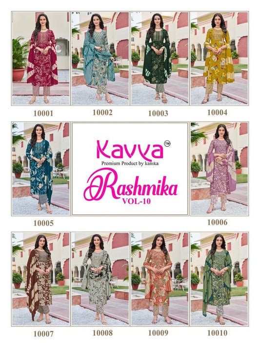 Rashmika Vol 10 Kavya Rayon Readymade Pant Style Suits Supplier Ahmedabad