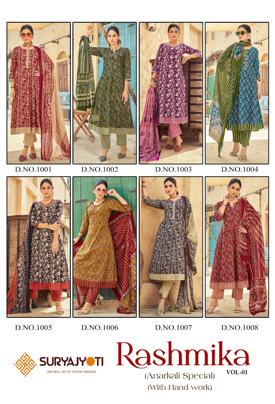 Rashmika Vol 1 Anarkali Special Suryajyoti Readymade Cotton Pant Suits Wholesale Rate