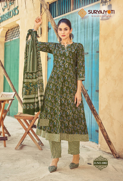 Rashmika Vol 1 Anarkali Special Suryajyoti Readymade Cotton Pant Suits Wholesale Rate