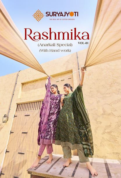 Rashmika Vol 1 Anarkali Special Suryajyoti Readymade Cotton Pant Suits Wholesale Rate
