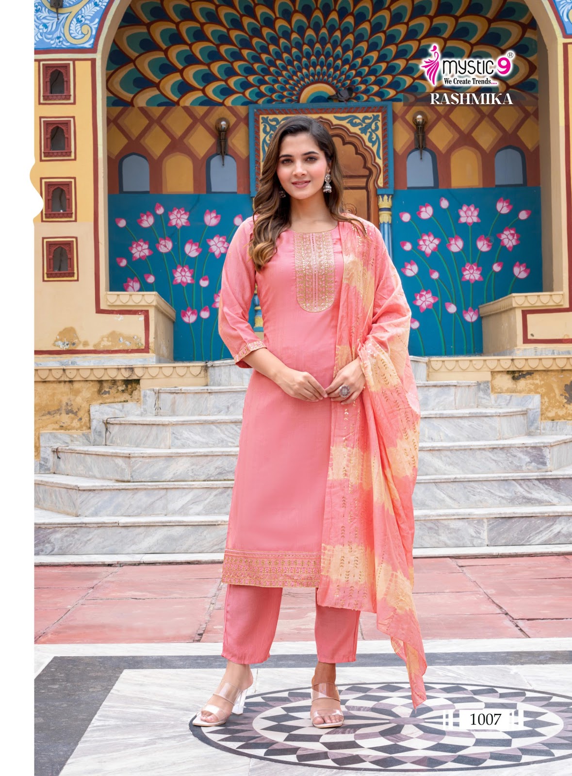 Rashmika Vol 1 Mystic 9 Vertican Readymade Pant Style Suits Supplier