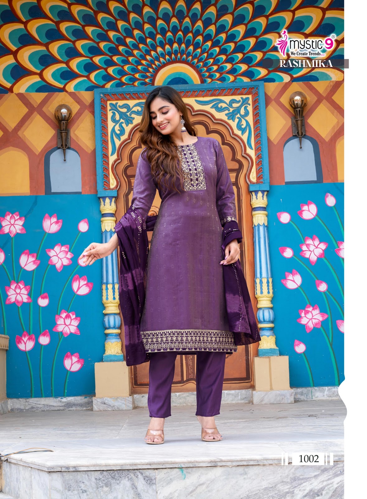 Rashmika Vol 1 Mystic 9 Vertican Readymade Pant Style Suits Supplier