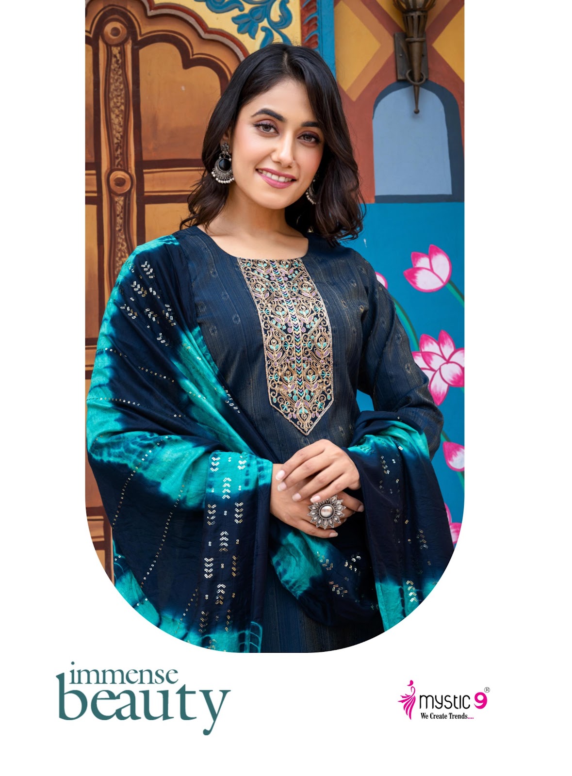 Rashmika Vol 1 Mystic 9 Vertican Readymade Pant Style Suits Supplier