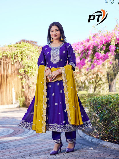 Rashmika Vol 1 Pt Vichitra Readymade Anarkali Suits Exporter Ahmedabad
