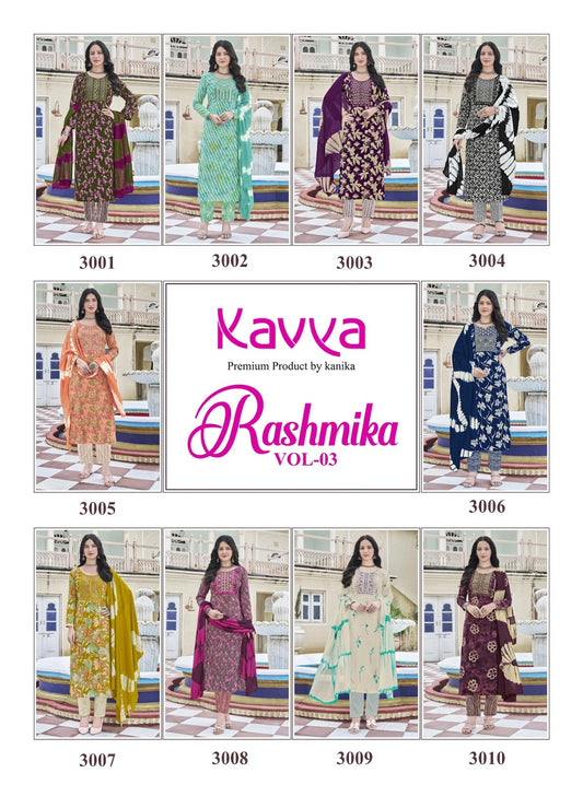 Rashmika Vol 3 Kavya Rayon Readymade Pant Style Suits Exporter