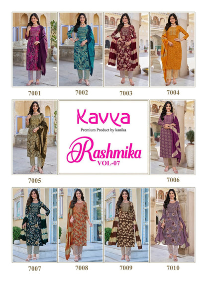 Rashmika Vol 7 Kavya Rayon Readymade Pant Style Suits Wholesaler Ahmedabad