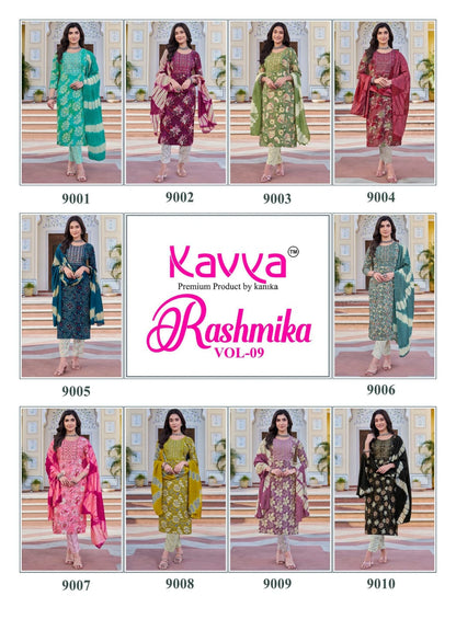 Rashmika Vol 9 Kavya Rayon Readymade Pant Style Suits Exporter Ahmedabad