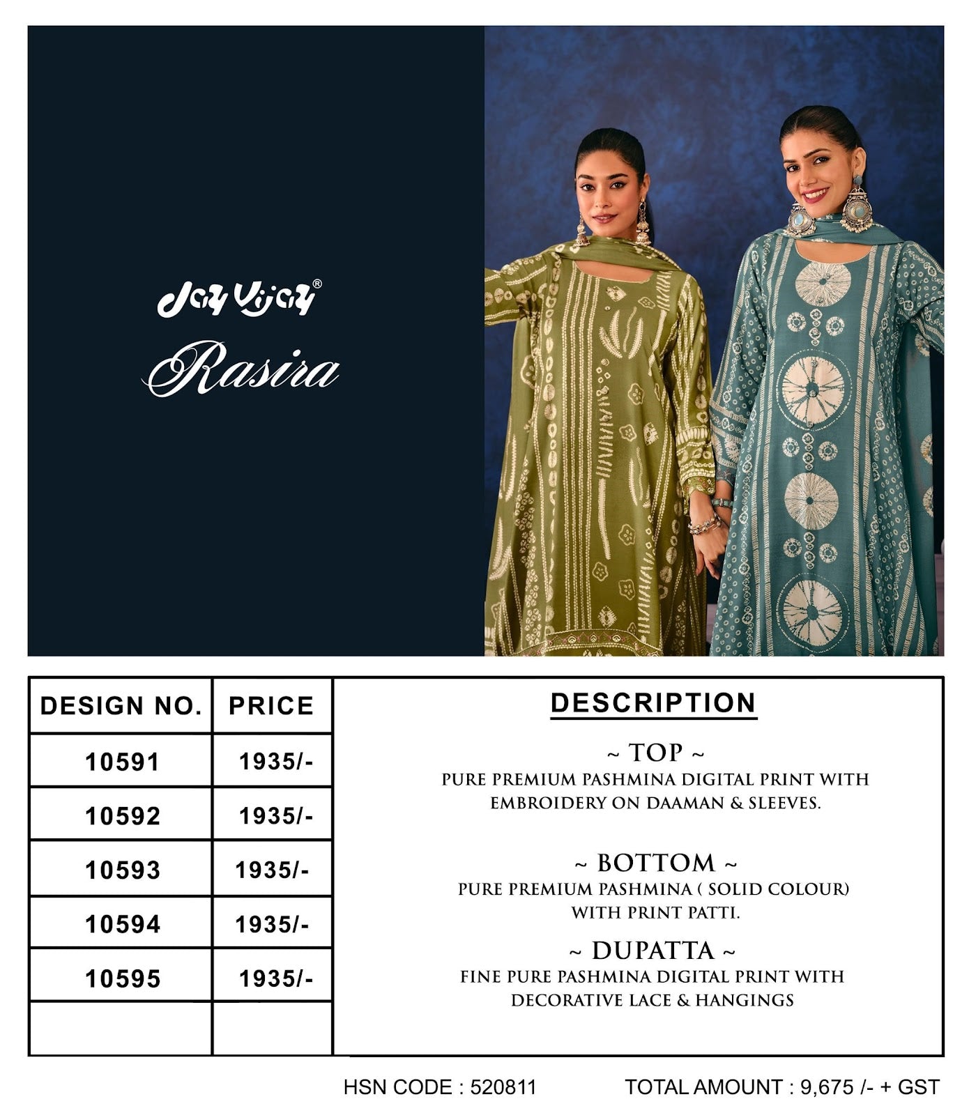 Rasira Jay Vijay Pashmina Suits Supplier