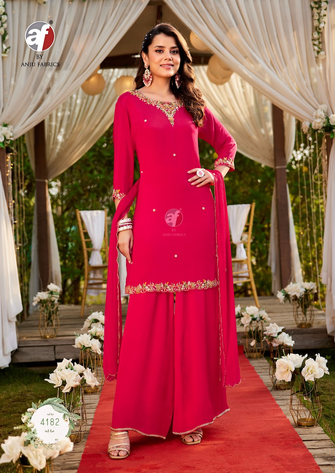 Rasm Vol 7 Af Chinon Chiffon Readymade Plazzo Style Suits Exporter Ahmedabad