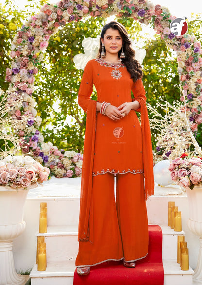 Rasm Vol 7 Af Chinon Chiffon Readymade Plazzo Style Suits Exporter Ahmedabad