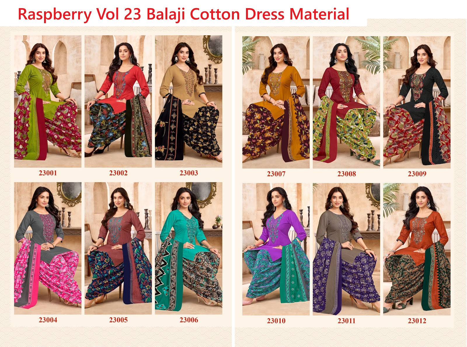 Raspberry Vol 23 Balaji Cotton Dress Material Supplier