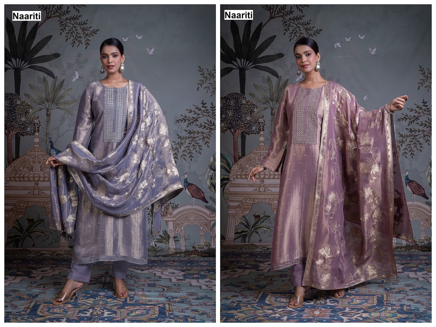 Rasveet 2811 Naariti Tissue Silk Pant Style Suits Exporter Gujarat