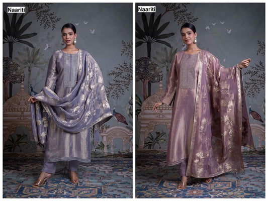 Rasveet 2811 Naariti Tissue Silk Pant Style Suits Exporter Gujarat