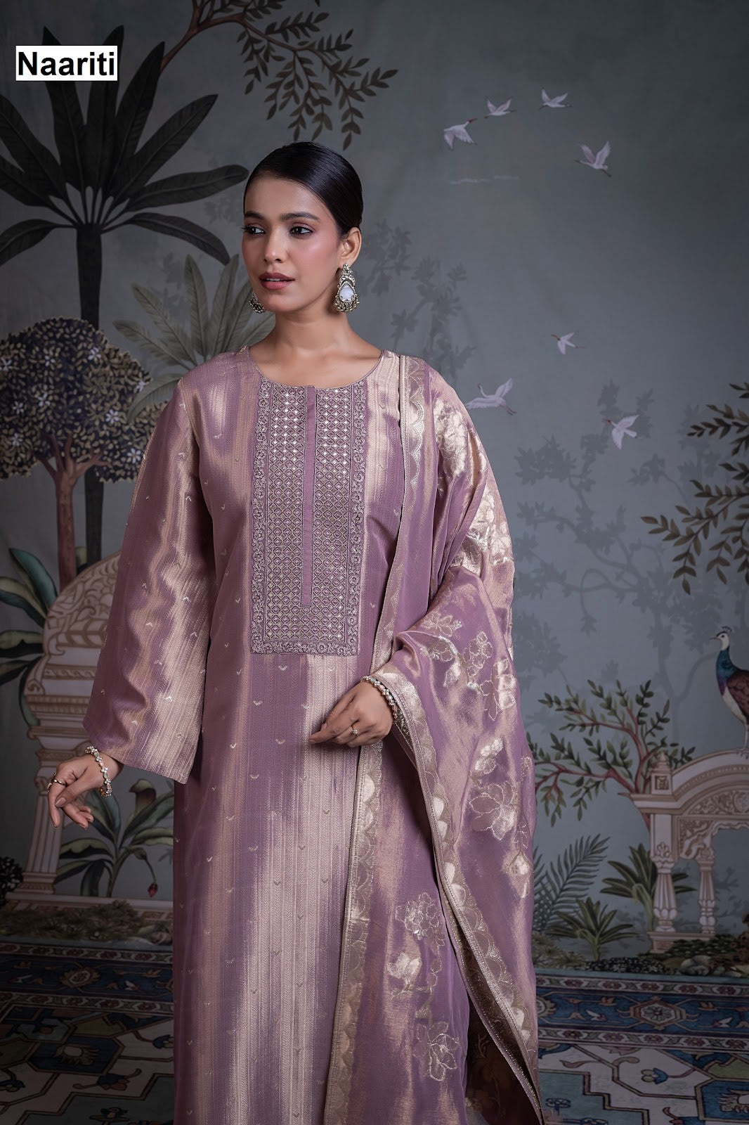 Rasveet 2811 Naariti Tissue Silk Pant Style Suits Exporter Gujarat