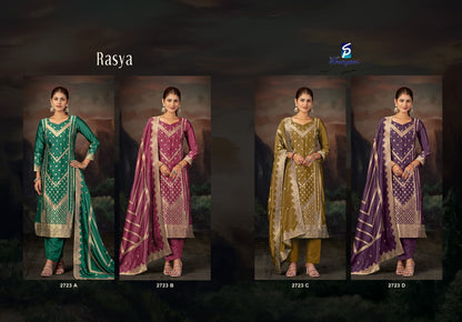 Rasya Sargam Prints Banglori Silk Pant Style Suits Supplier India