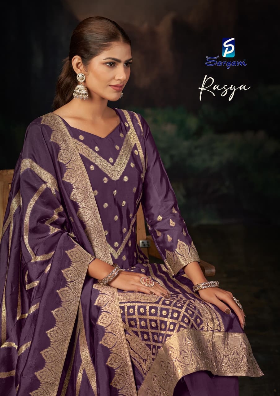Rasya Sargam Prints Banglori Silk Pant Style Suits Supplier India