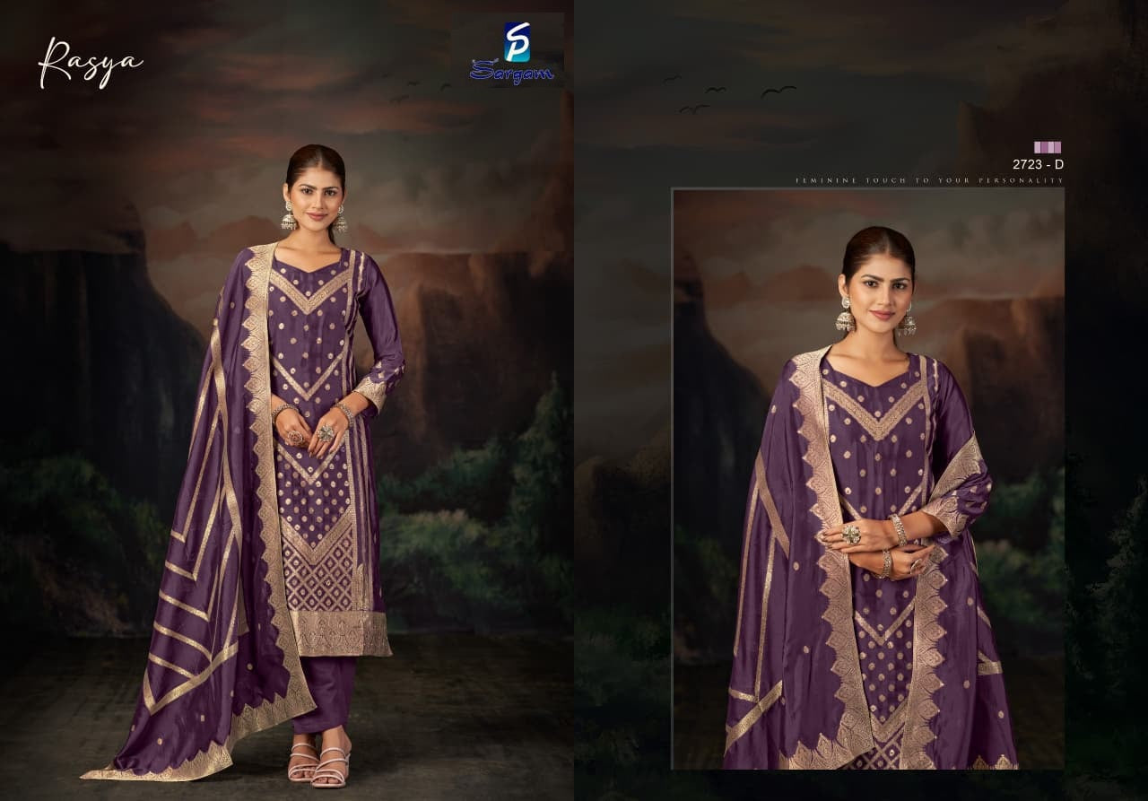 Rasya Sargam Prints Banglori Silk Pant Style Suits Supplier India