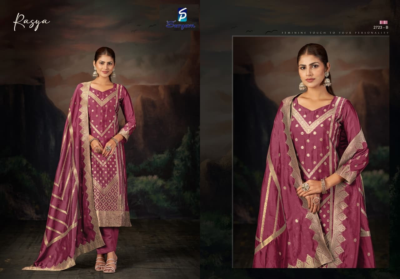 Rasya Sargam Prints Banglori Silk Pant Style Suits Supplier India