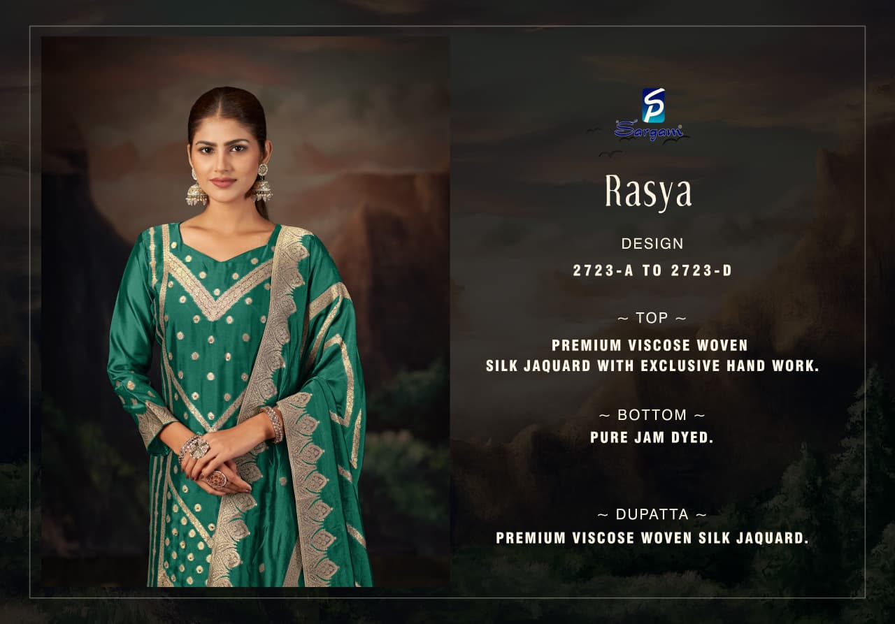 Rasya Sargam Prints Banglori Silk Pant Style Suits Supplier India
