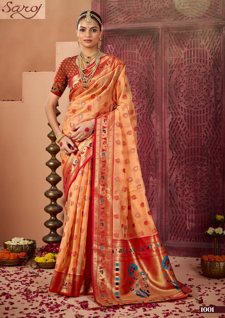 Ratnagiri Saroski Saroj Organza Silk Sarees Wholesale Rate - Main Image