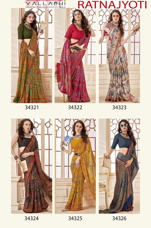 Ratnajyoti Vallabhi Prints Moss Sarees Exporter India