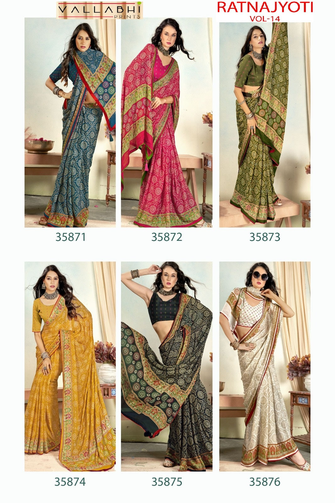 Ratnajyoti Vol 14 Vallabhi Prints Moss Sarees Exporter