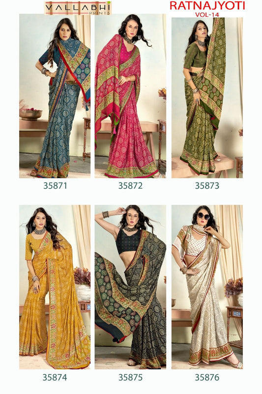 Ratnajyoti Vol 14 Vallabhi Prints Moss Sarees Exporter