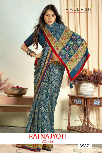 Ratnajyoti Vol 14 Vallabhi Prints Moss Sarees Exporter