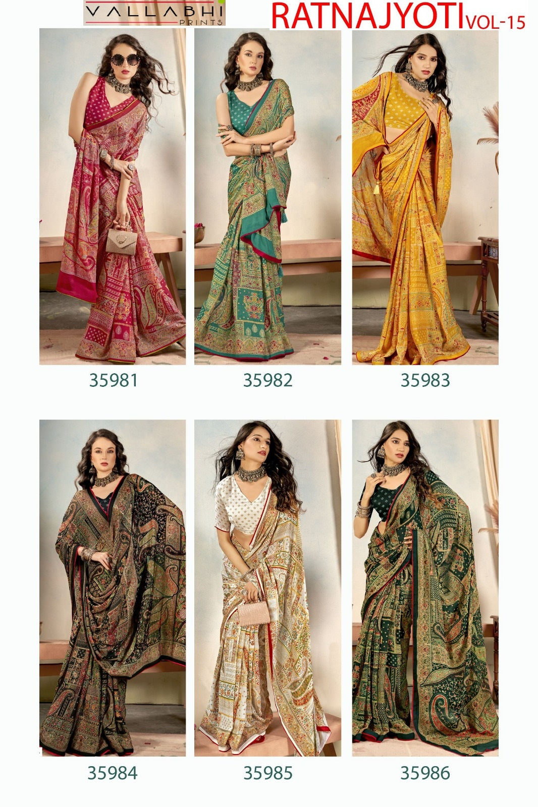 Ratnajyoti Vol 15 Vallabhi Prints Moss Sarees Manufacturer Ahmedabad