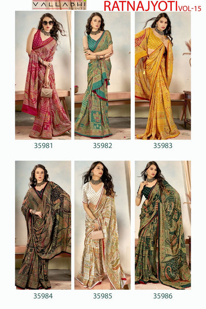 Ratnajyoti Vol 15 Vallabhi Prints Moss Sarees Manufacturer Ahmedabad